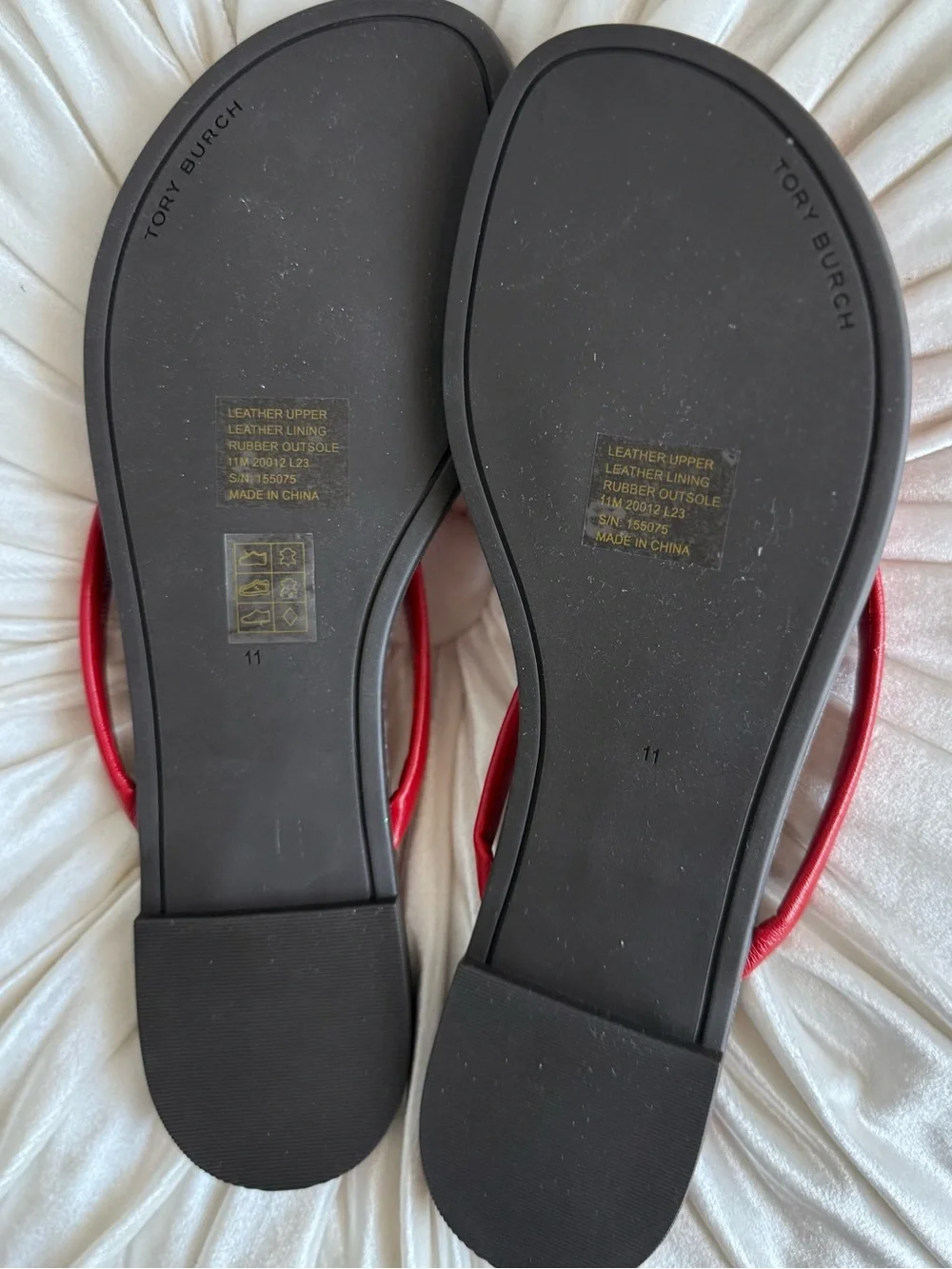Tory Burch leather Red Women's Flip Flop Sandals with Gold Accent